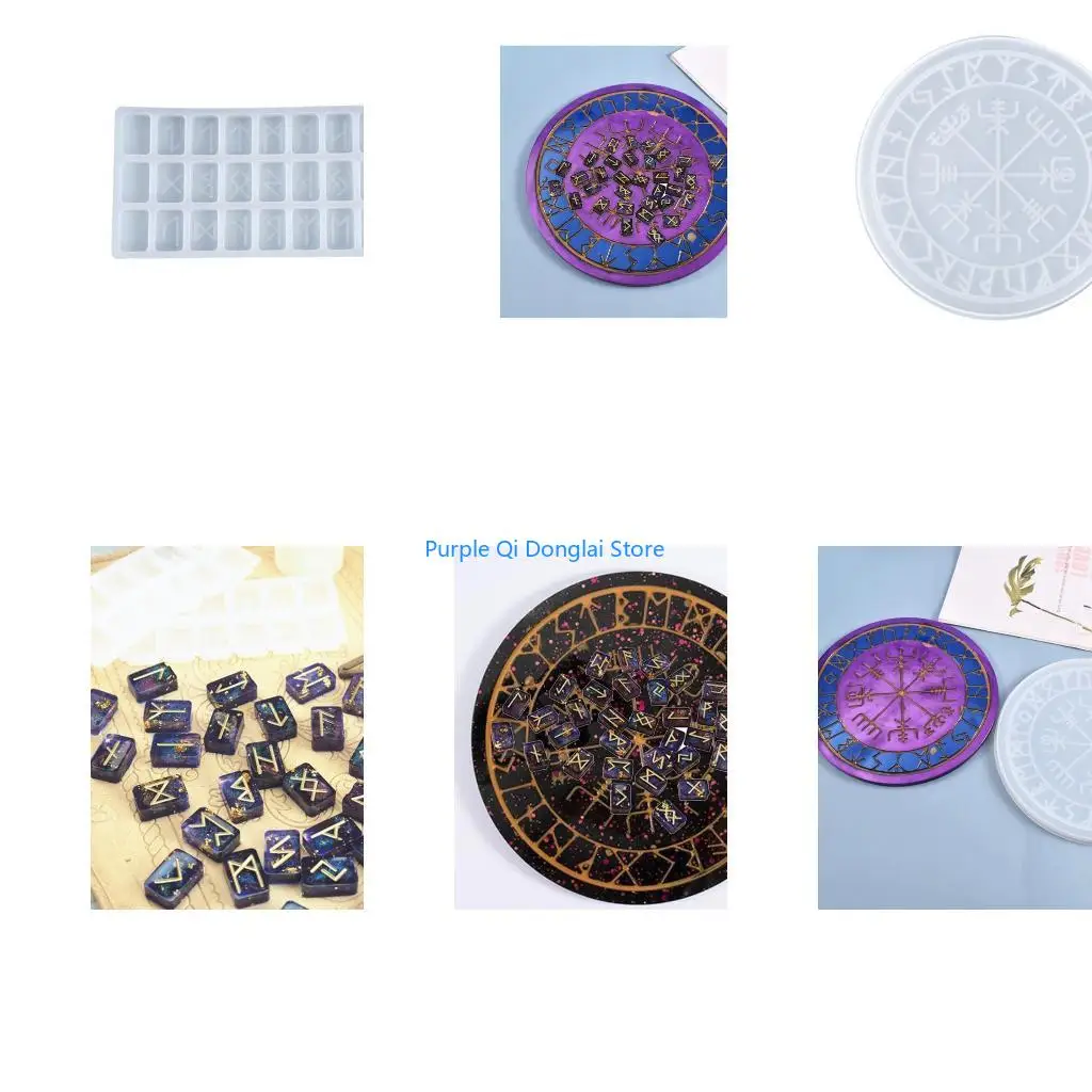 L21E DIY Runes Symbol Crystal Epoxy Resin Mold Circle Divination Board Silicone Mould