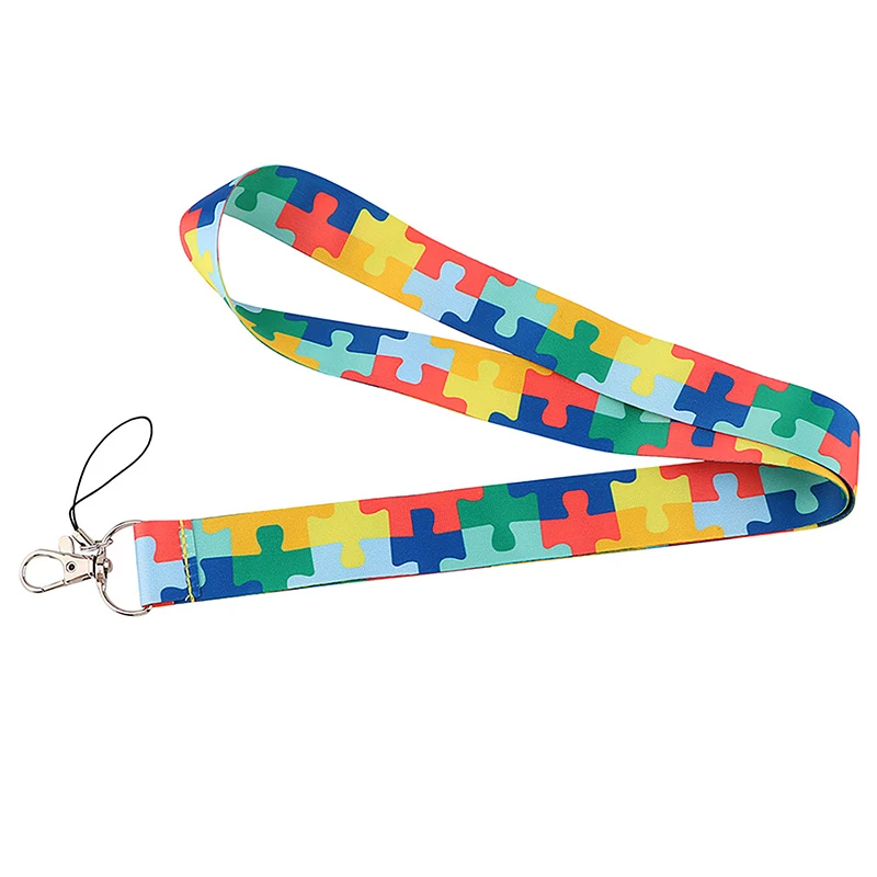 Correia do telefone do autismo Labirinto dos desenhos animados Cordão bonito Chaveiro Cartão de identificação Crachá do telefone móvel Suporte do anel chave Acessórios