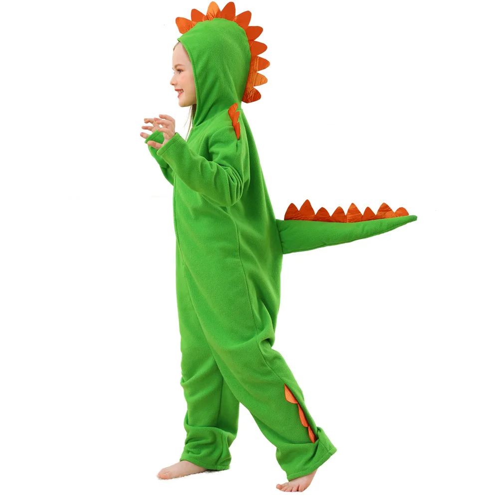 Halloween performance Animal green dinosaur Cosplay Cute pet dog jumpsuit pajamas Costume Carnival Party Girl family