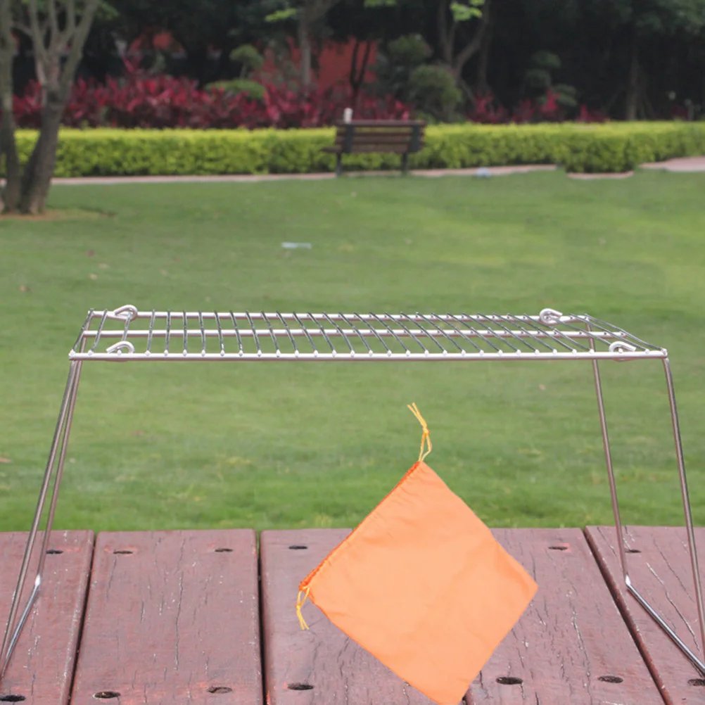 

Grill Stainless Steel Portable for Park Simple Rack Silver Barbecue Accessories