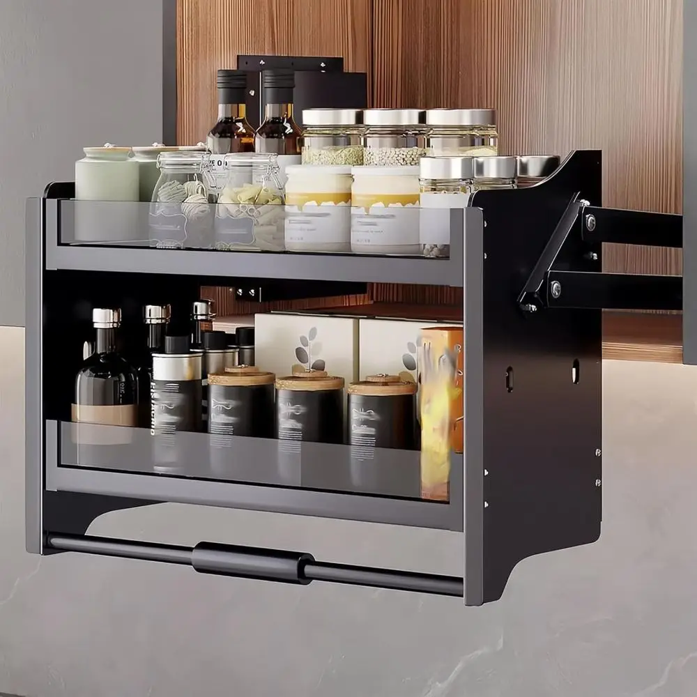 

Adjustable Space-Saving Pull-Down Kitchen Shelf - 600mm for Easy Organization