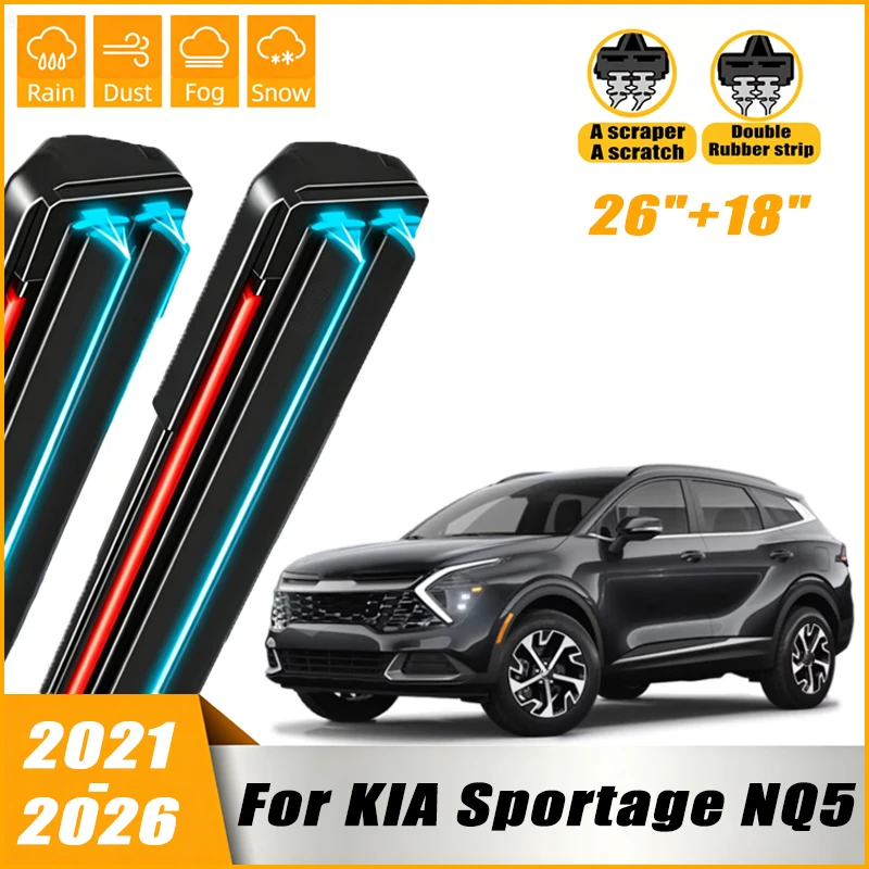 Image of 2 Stück Frontscheibenwischerblätter für KIA Sportage NQ5 2021 - 2026 2022 2023 2024, Auto-Fenster-Regenbürsten 26"+18"