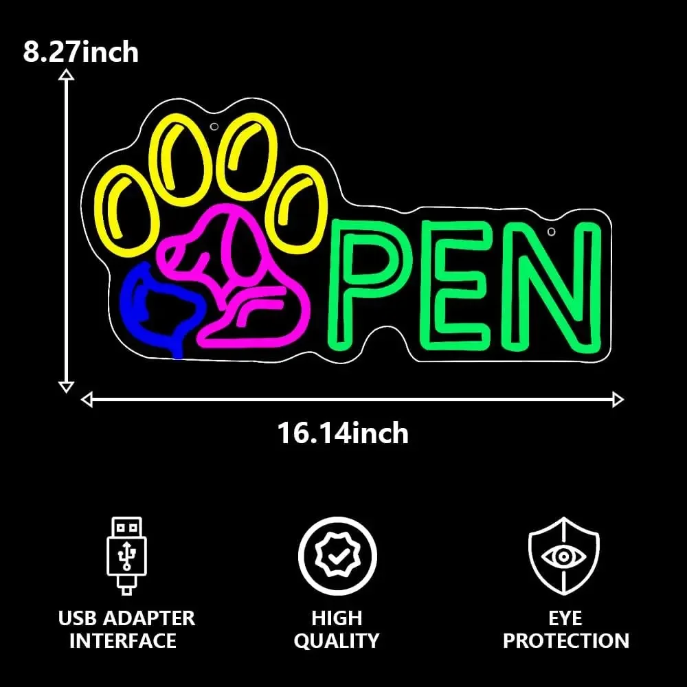 Pet Grooming Neon Sign USB Powered LED Dimmable LED Neon Light for Bedroom Pet Shop Pet Hospital Pet Salon Store Pet Spa Decor
