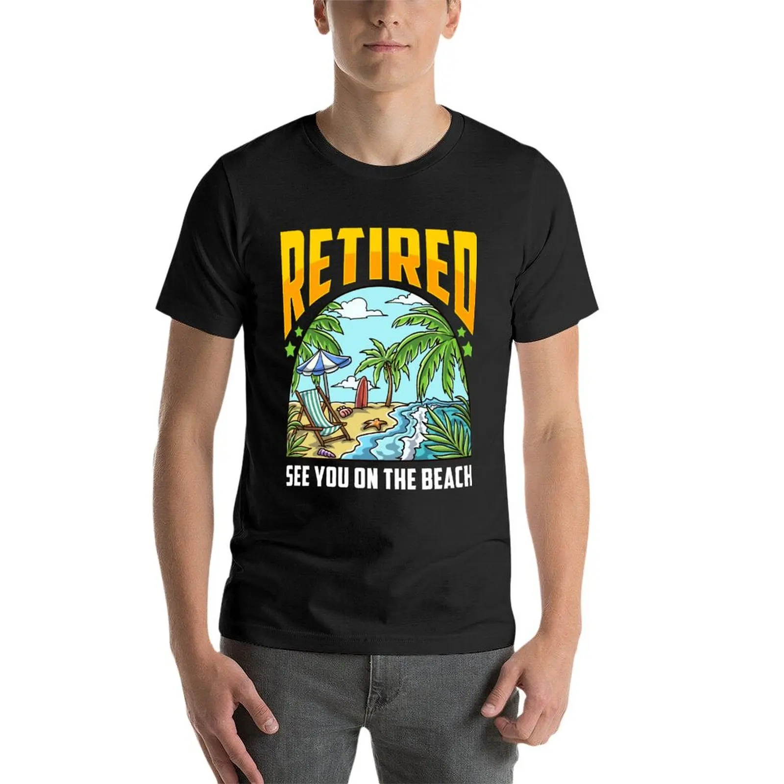 Retired See you on The beach T-Shirt summer top anime clothes vintage mens graphic t-shirts pack image 4
