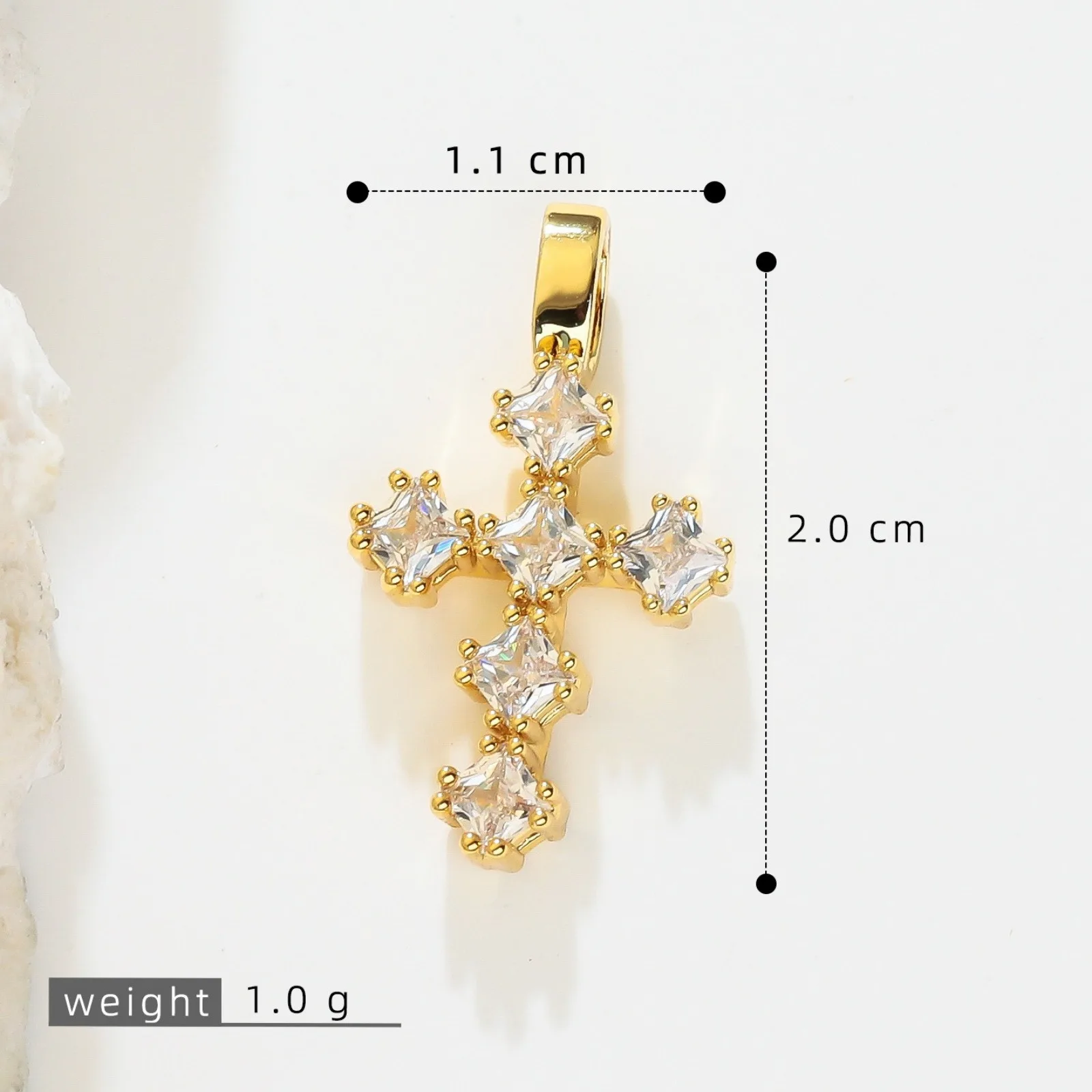 1 Stück Messing-Kreuzanhänger, 18K vergoldet, für DIY-Halsketten, Armbänder, Schmuckherstellung, Großhandel – Detail 8