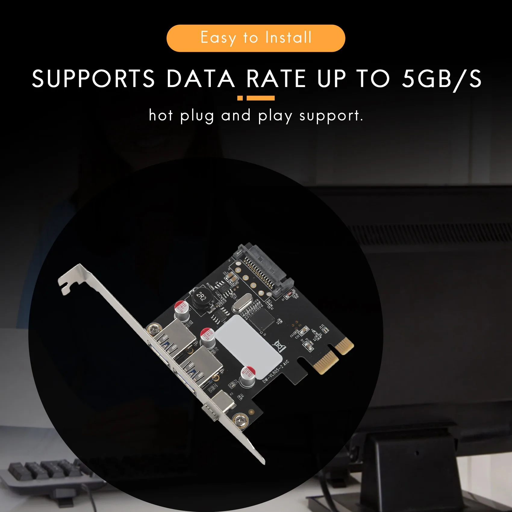 

SB-Usb 3.1 Type C Pcie Expansion Card Pci-E To 1 Type C And 2 Type A 3.0 Usb Adapter Pci Express Controller Hub For Desktop Pc