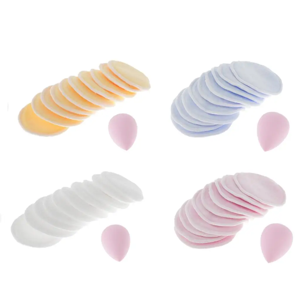 Makeup Sponge Set Suede Washable Cleansing Pad Reusable Absorbent Cotton Rounds for Sensitive Skin and Face Cleaning