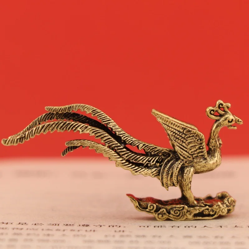 Pure Brass Copper Phoenix Bird Desktop Ornament Decoration Craft m898