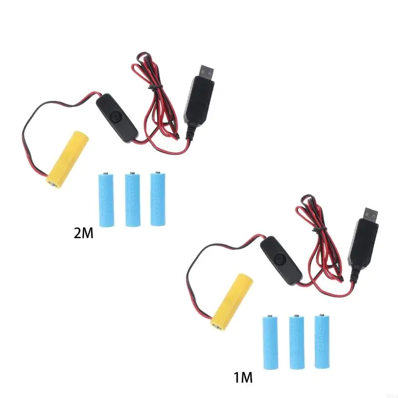 

AA Battery Adapter USB Power Supply Cable with Replace 4 AA Battery