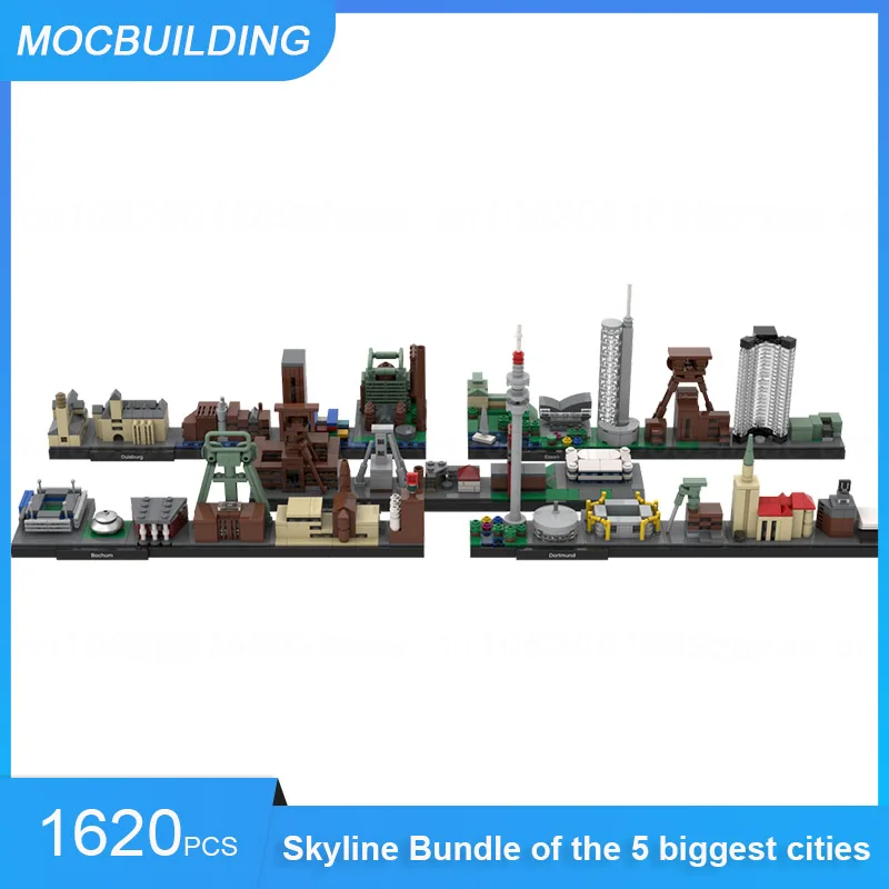 Bloki konstrukcyjne MOC Wuppertal & Witten & Solingen & Duisburg Architecture Skylines Model DIY montuje cegły wystawowe zabawki prezenty