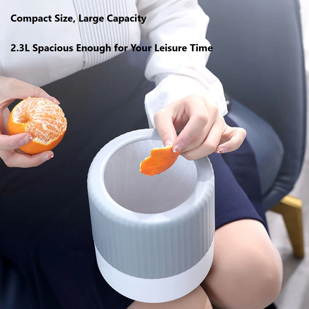 2.3L Mini Desktop Trash Can Modern Wastebaskets No Lid Garbage Can for Office Bedside Beauty Desk (with 1 Roll of Garbage Bags)