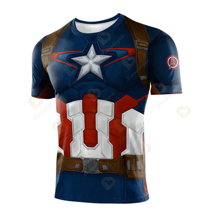 Fashion Fitness Captain America Spiderman T-shirt Tshirts Men Compression Shirts T-shirts Tees Bodybuilding Camiseta Rashguard