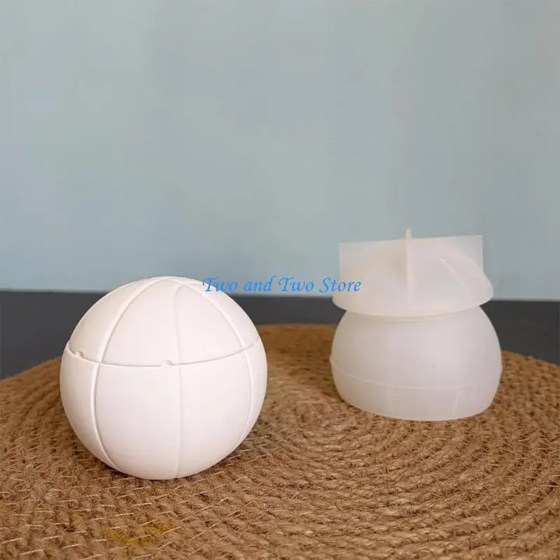 HX6F 2 Piece Silicone Ball Casting Mold for Resin and Plaster Crafts, Open Top Cup Form with Textured Finish for DIY Makers