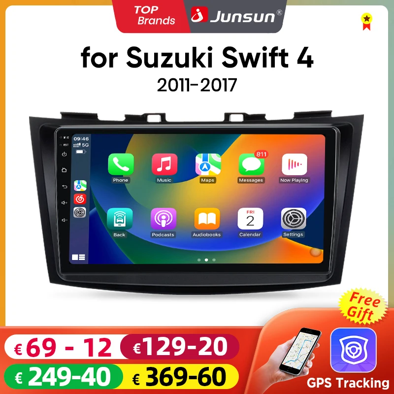 Junsun Android Wireless CarPlay Auto Car Radio For Suzuki Swift 4 2011-2017 Car Intelligent Systems DSP SWC RDS GPS FM BT