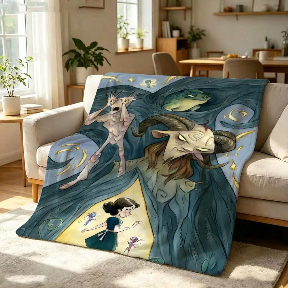 Movie P-Pan's L-Labyrinth Throw Soft Warm Flannel Throw Blanket, Multi-use for Sofa Bed Office Nap