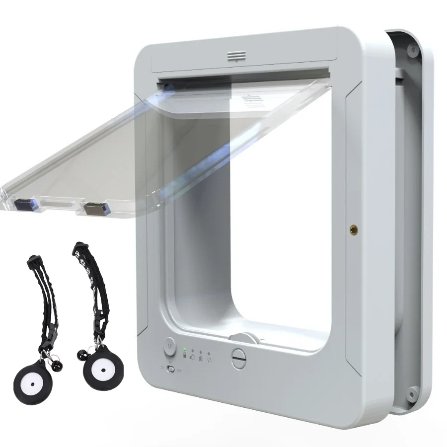 Electronic Induction Dog Cat Door Automatic Smart Pet Safe Door Cat Flap with Microchip Sensor Controllable Direction Cat
