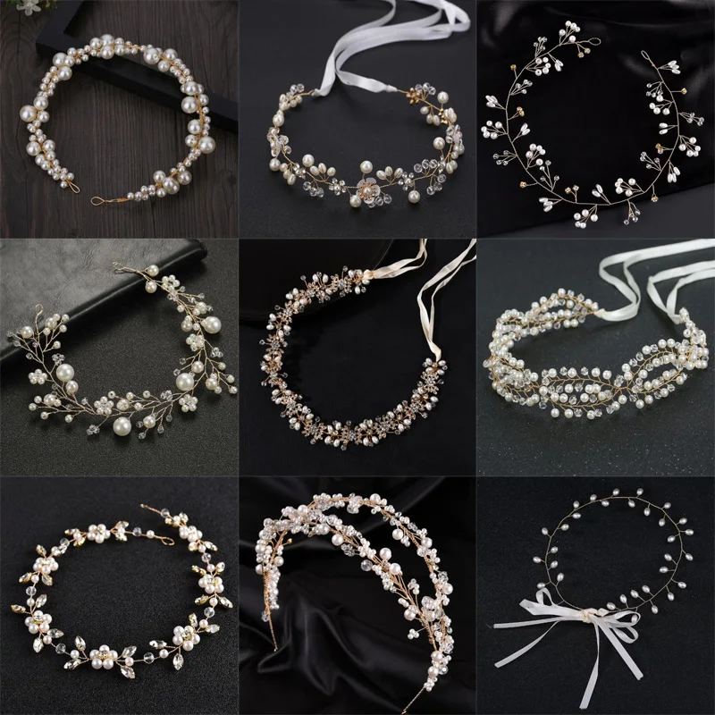 Trend ige handgemachte Perle Braut Stirnband Luxus Hochzeit Haarschmuck Brautjungfer Mädchen Kopfschmuck für Frauen Kopf bedeckung Diademe