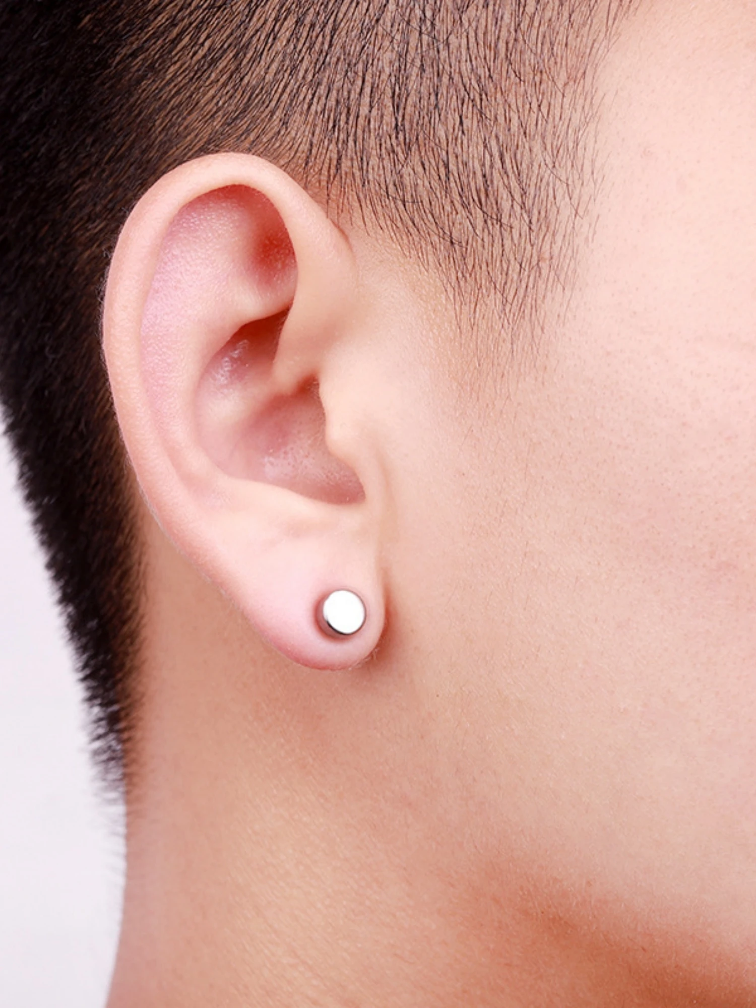 Męskie Damskie Czarne Kolczyki Sztyfty ze Stali Nierdzewnej z Okrągłymi Kropkami Punk Koreańska Moda Piercing Biżuteria do Uszu Akcesoria Y2k 3-10MM — 2