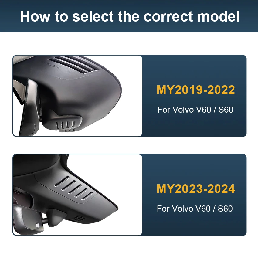 Dash Cam For Volvo S60 V60 2019 2020 2021 2022 2023-2026,Plug and Play Car DVR 4K 2160P Dashcam for Car Camera Video Recorder