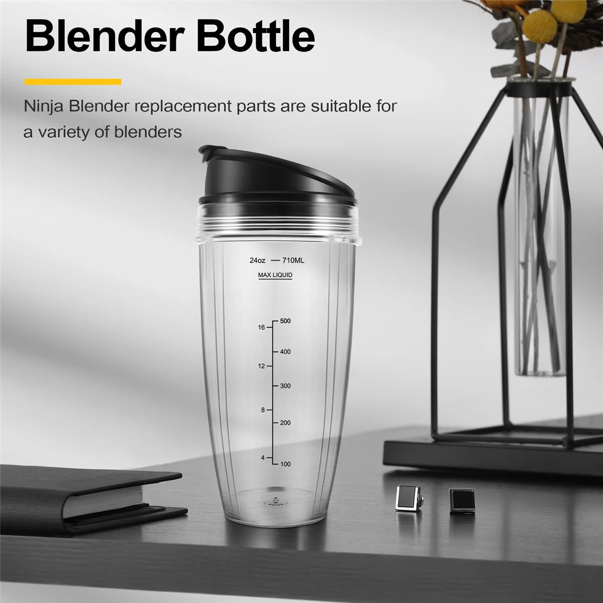 أكواب استبدال خلاط ni ، متوافقة مع النينجا Nutri BN401 ، BN701 ، SS101 ، BN400 ، BN800 ، BN801 ، 24 أونصة