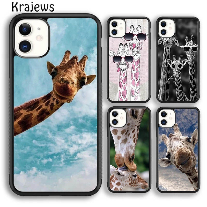 Animal Funy Grey Giraffes with Glasses Phone Case For iPhone 16 15 SE2020 14 6 7 8 plus 11 12 13 pro max coque Shell Fundas