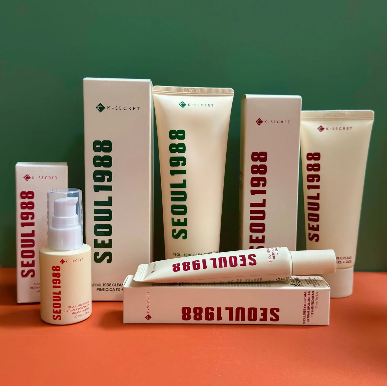 Set de cuidado de la piel coreano SEOUL 1988, crema para ojos con retinol, esencia para el rostro de niacinamida de ginseng y retinol, aclara las líneas finas y el círculo oscuro
