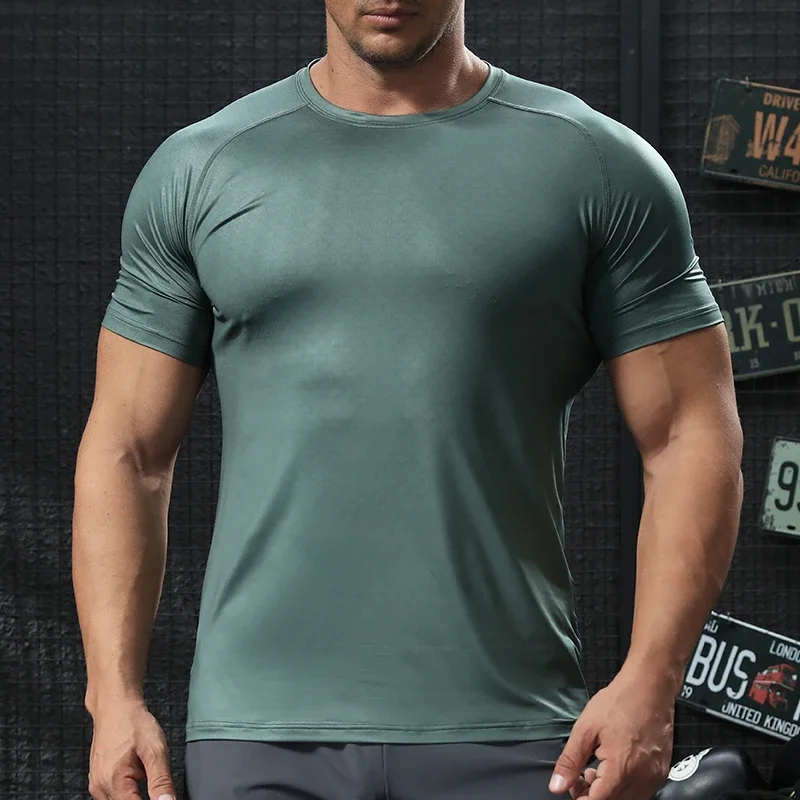 Men Bodybuilding Tights Gym Trainning Clothing High Quality Sports Compression T-shirt Outdoor Climbing Wicking Short Sleeve