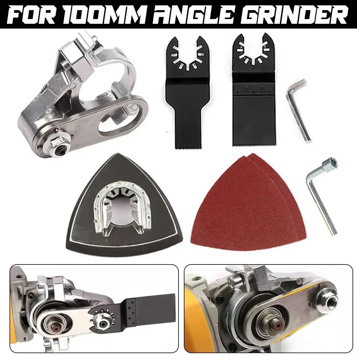 For 100mm Angle Grinder Universal Woodworking Adapter Angle Grinder To Cordless Oscillating Multi Tool Conversion Tool Head Kit