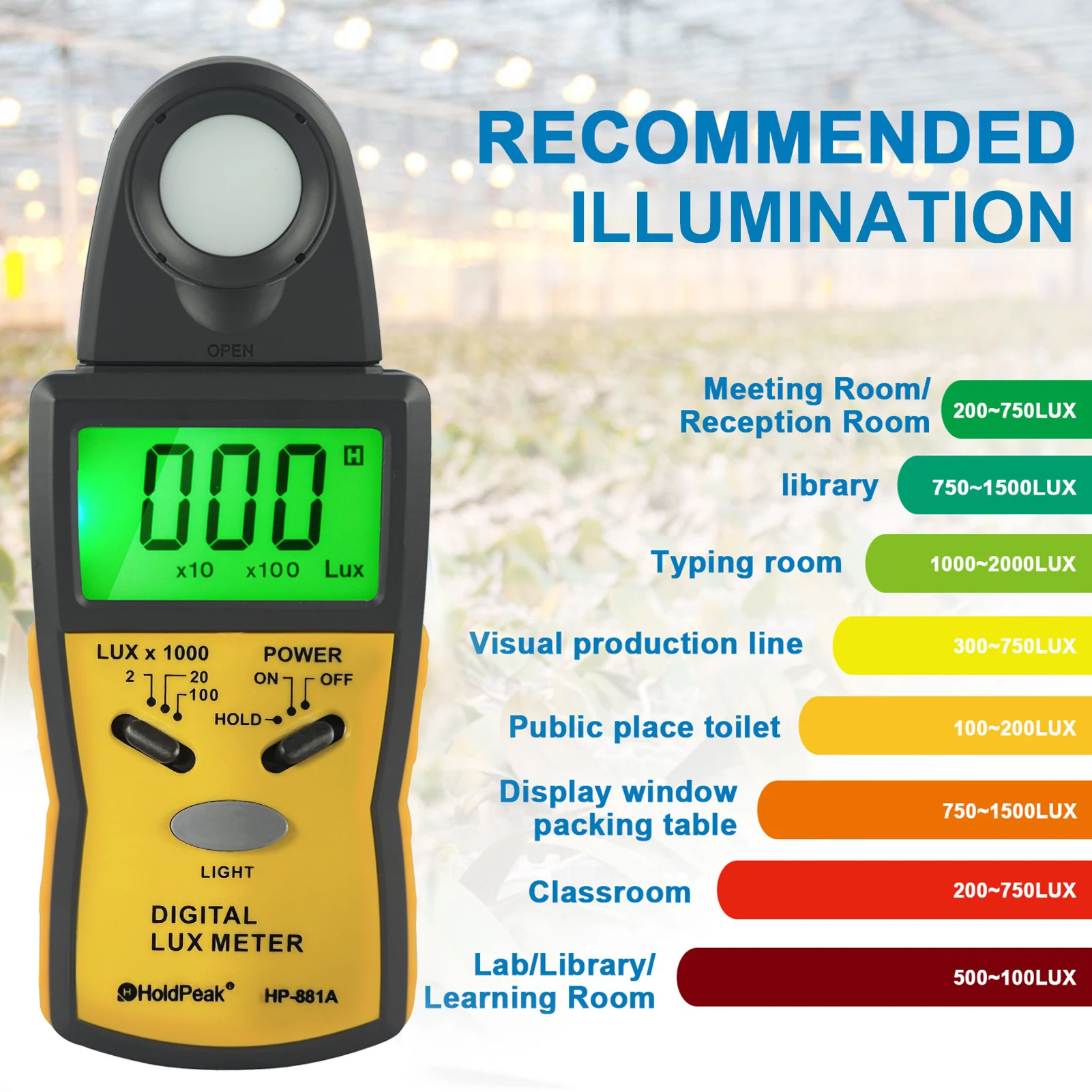 HP-881 Misuratore Di Lusso Ad Alta Precisione Tester Di Flusso Luminoso Fotometro Misuratore Di Luce-image