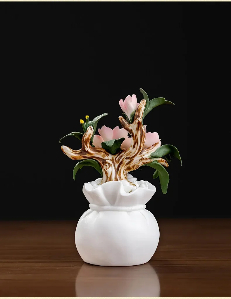 New Chinese style lucky living room ceramic porcelain flower ornament office artwork