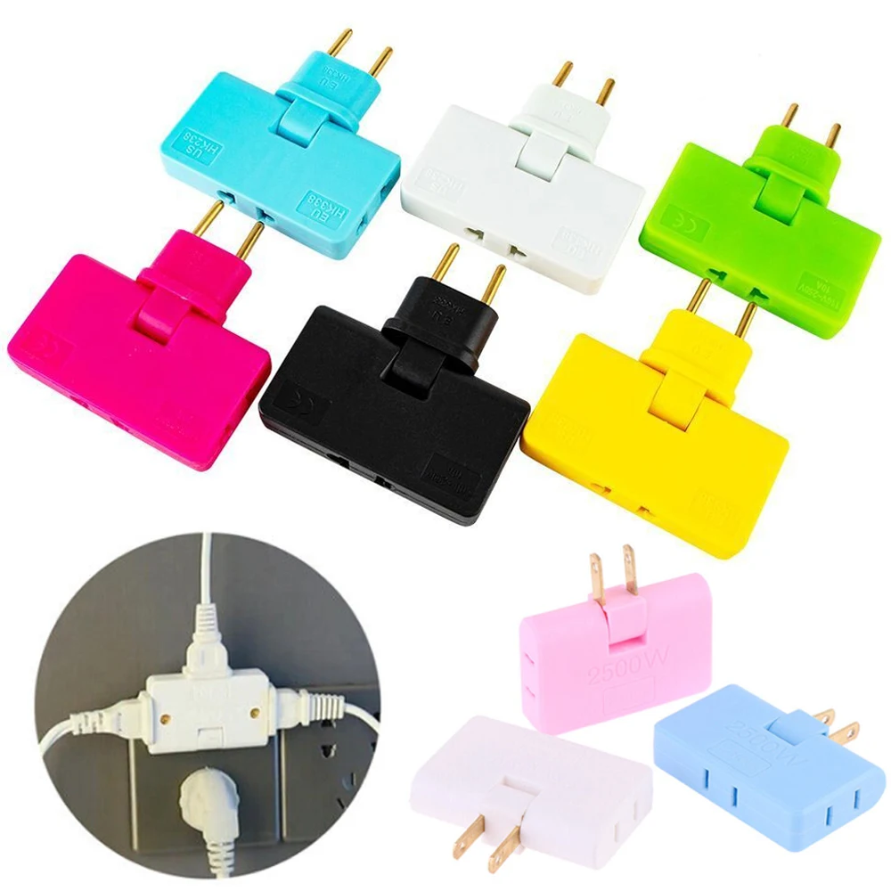 1500W 3 Way Flat Plug Adapter EU Power Plug US Extension Plug Adapter Portable Foldable Extension Travel Converter Socket