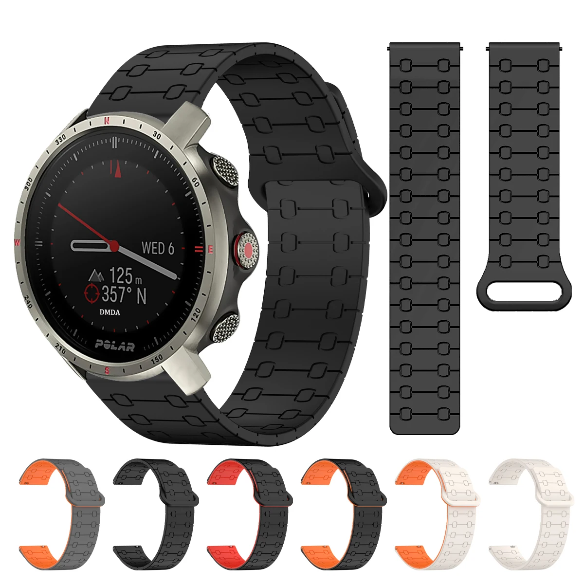 22 مللي متر شريط سيليكون مغناطيسي لـ POLAR Vantage M3/M2/M/V3 حلقة حزام لـ POLAR Grit X2 Pro Titan/Grit X Pro سوار أشرطة ناعمة