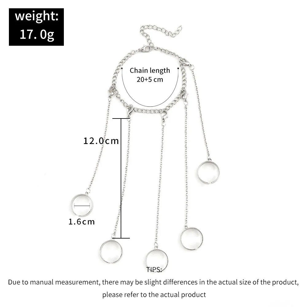Punk Cool Hip Hop Chain Rings for Women Five Finger Multiple Connected Detachable Chain Link Rings Bracelet Summer Jewelry Gift