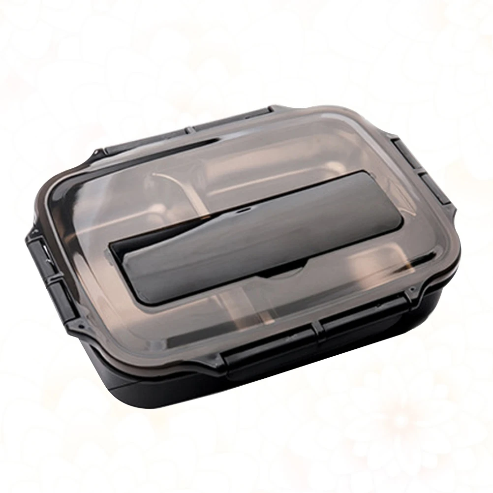 

Stainless Steel Lunch Case Divided Compartments Rice Box Practical Tableware for Daily Use with Plastic Chopsticks and