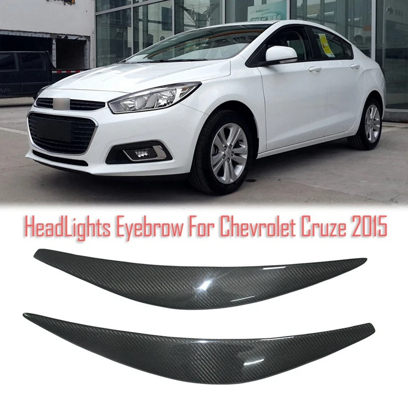 Real Carbon Fiber Eyelids Eyebrows Lids Headlight Trim Cover For Chevrolet Cruze 2015 Accessories