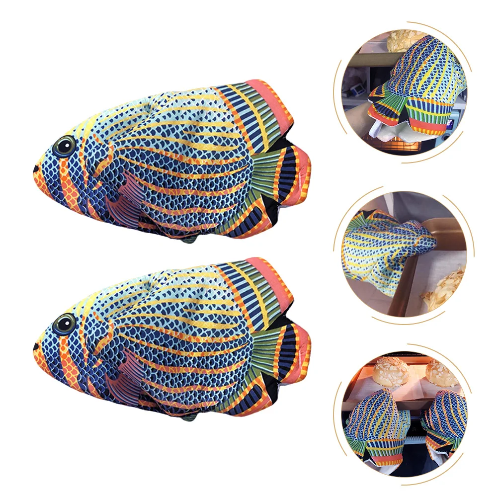 

2Pcs High Protection Oven Mitts Heat Resistant Kitchen Gloves Comfortable Fit for Oven Microwave Grill Handling
