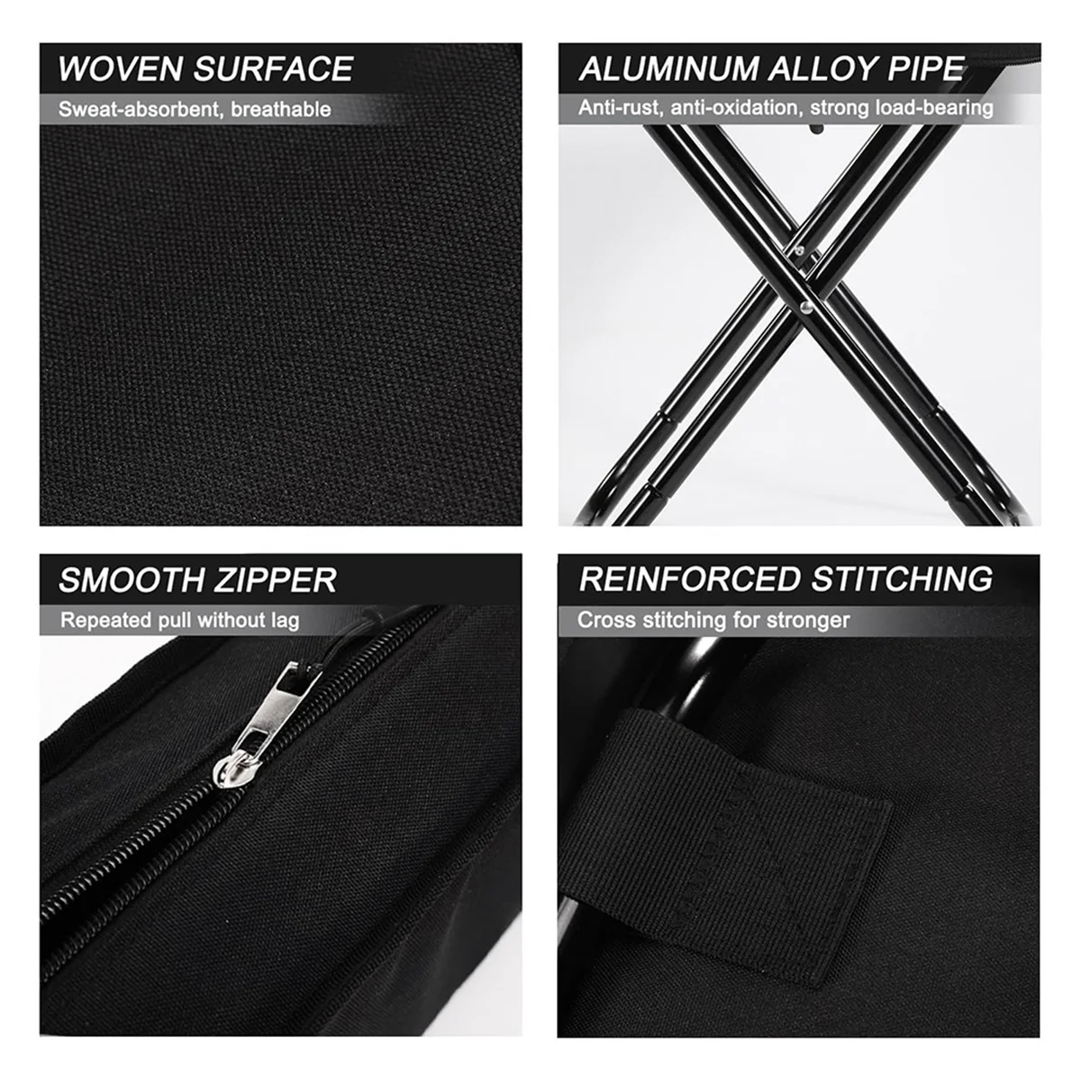 Banco de acampamento, banco dobrável portátil, banco de mochila 13,4 polegadas de altura JAS