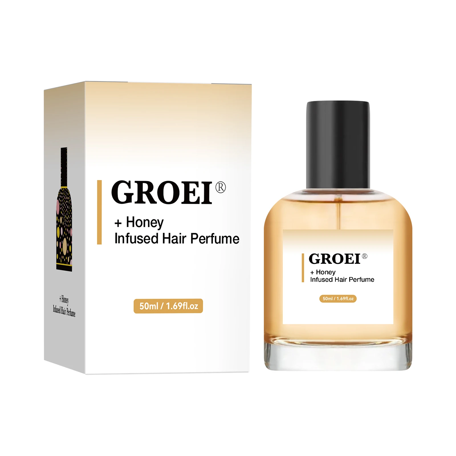 GROEI Parfum capillaire infusé au miel 50 ml - Parfum naturel à l'huile d'argan, nourrit et ajoute une brillance, protège et répare les cheveux endommagés