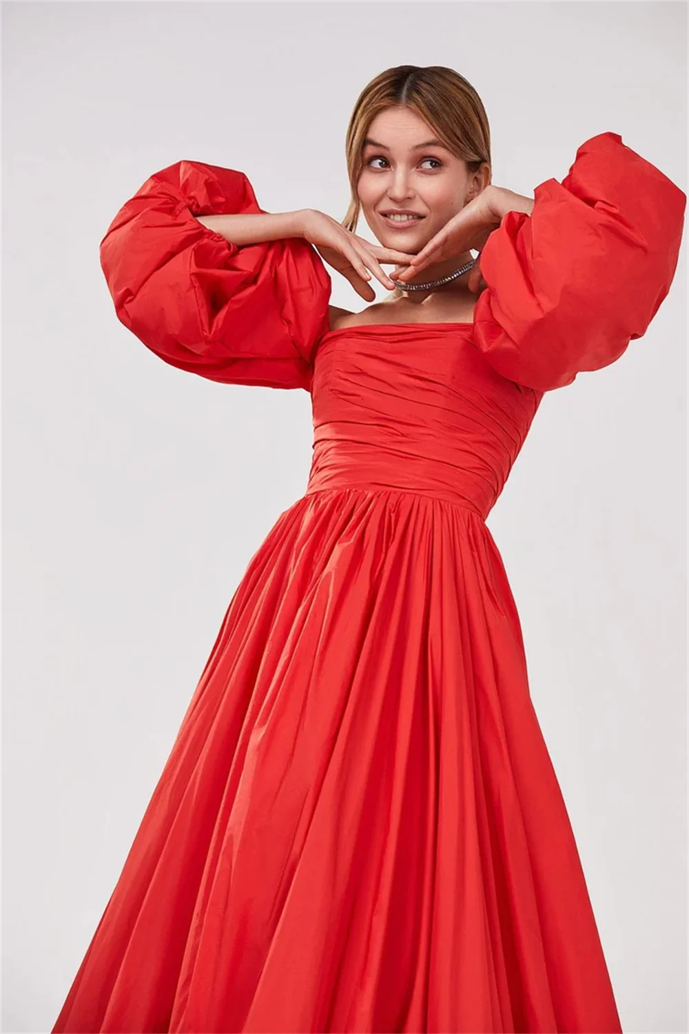 Annie Red-Robe de Rhde fin d\'études supérieures, manches bouffantes bouffantes, sexy, épaules dénudées, pour occasions formelles, robe de soirée