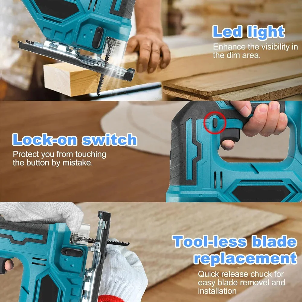 Brushless Electric Curved Saw Cordless Jig Saw Portable Multi-Function Carpenter Power Tool For Makita 18V Lithium Battery