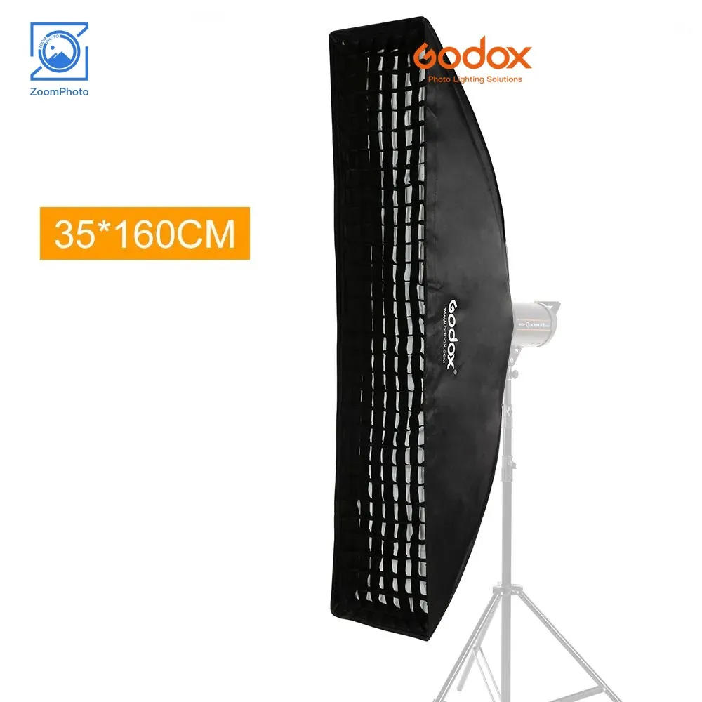Godox 22x90cm 50x130cm 35x140cm 35x160cm Rectangle Strip Honeycomb Grid Softbox for Bowens Elinchrom Mount Studio Flash Softbox