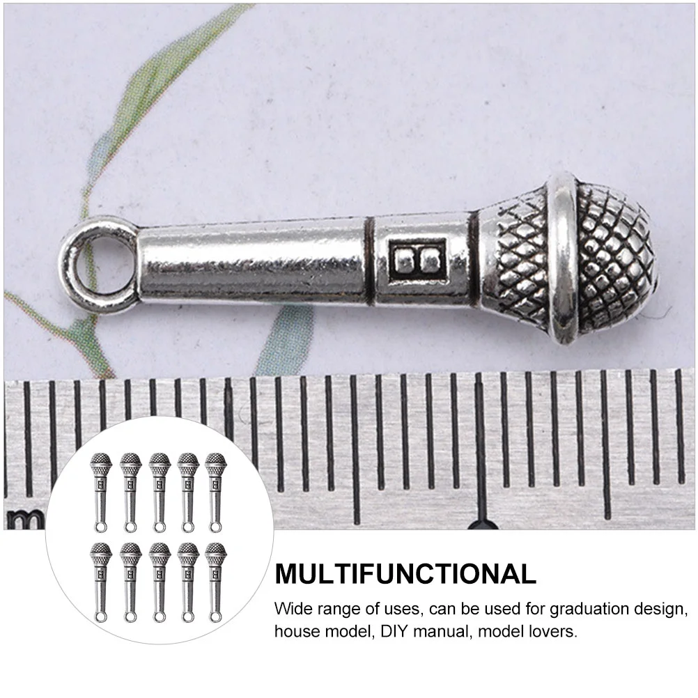 Microphones miniatures en alliage pour décoration de maison, mini microphones simulés, modèle d'ornement, jouet pour enfant, 10 pièces