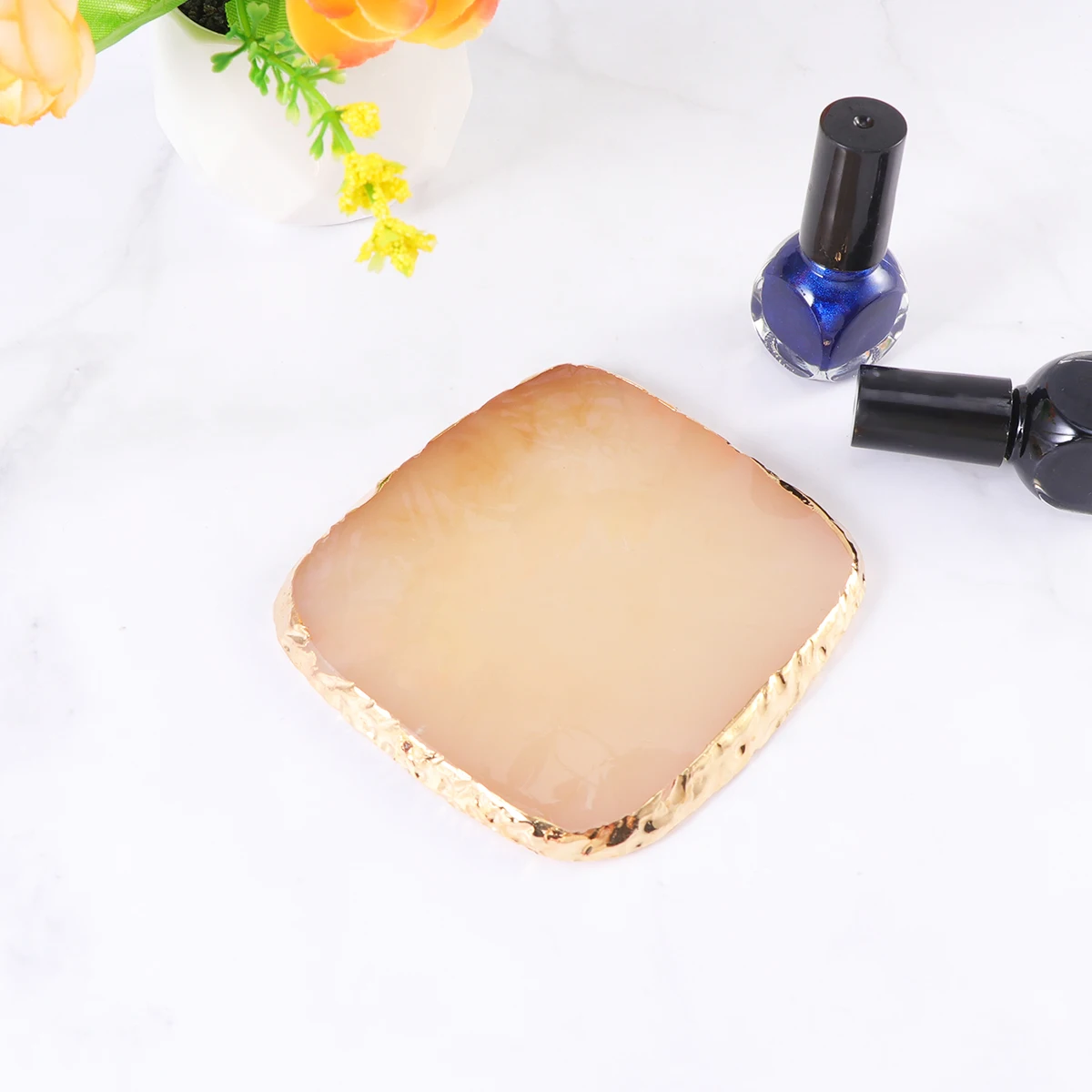 1 Buah Palet Warna Kuku Resin Bentuk Kotak, Plat Display Manikur Tekstur Halus Mudah Dibersihkan, Baki Pencampur Nail Art untuk Penggunaan di Rumah dan Toko