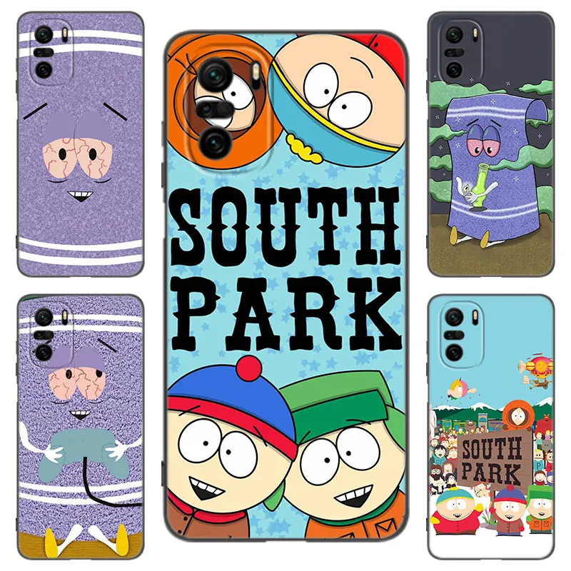 Cartoon S-South P-Park Black Silicone Phone Case For Xiaomi POCO X3 X4 NFC F2 F5 M3 M4 M6 X3 X4 X5 Pro 5G F3 GT C65 F4 M5 X2