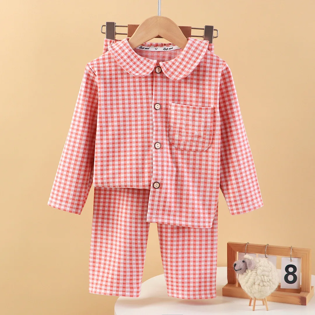 جديد أطفال الخريف منامة غير رسمية ملابس المنزل طفل الفتيان الفتيات منقوشة طويلة الأكمام التلبيب منامة الأطفال ملابس خاصة الدافئة مجموعة ملابس