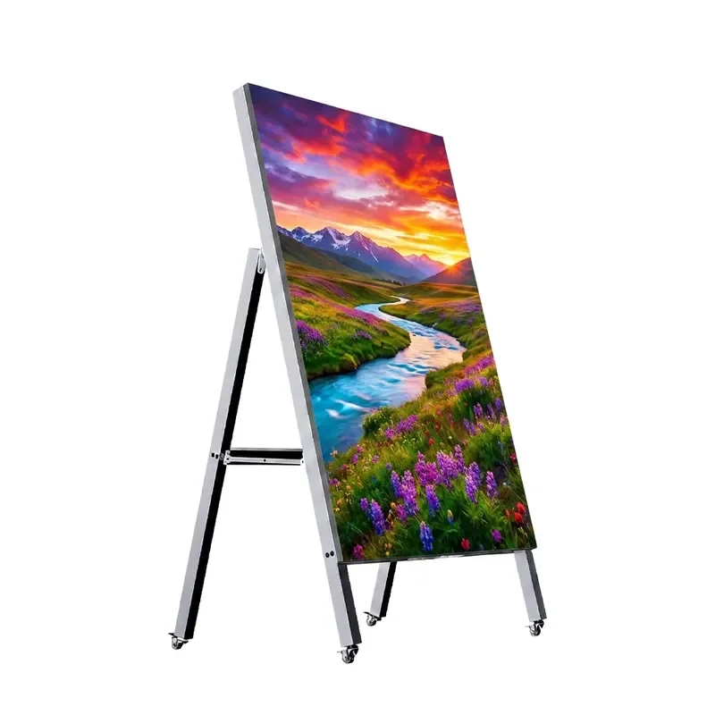 Outdoor Led Portable Advertising Display Water Sign Charging Digital Signage Battery Powered Movable Digital Poster