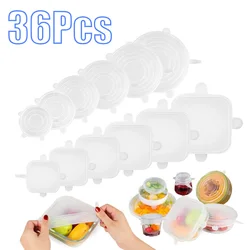 6-36Pcs Food Silicone Cover Preservation Sealable Bowl Stretch Lid Reusable Food Storage Kitchen Refrigerator Storage Supplies