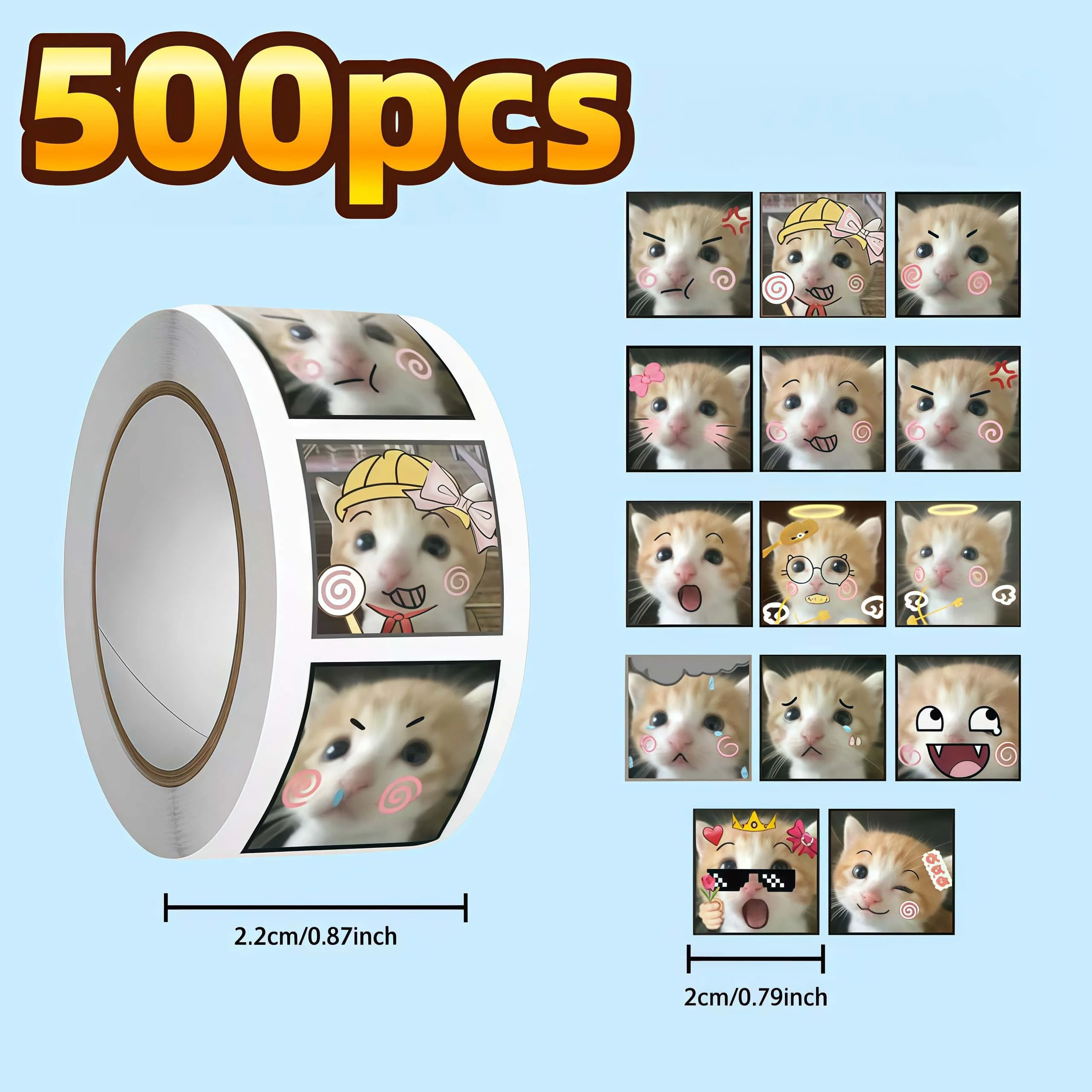 

500 шт. милых забавных стикеров с мемами кошек, очаровательные наклейки с котятами-дудлами для DIY, декора ноутбуков и подарков