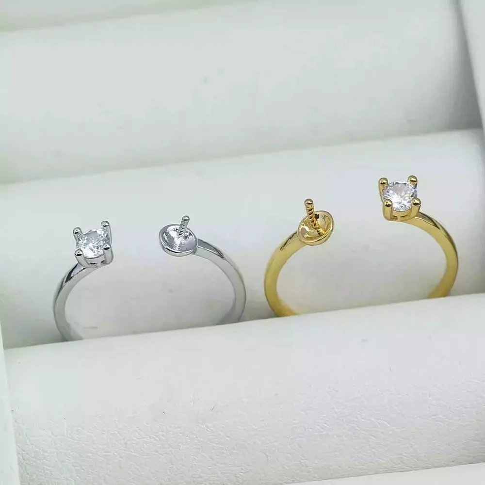 

5pcs Adjustable Gold Plated Pearl Ring Settings Findings & Accessories-for Jewelry Making Bulk Wholesale Craft Supplies 8-10mm