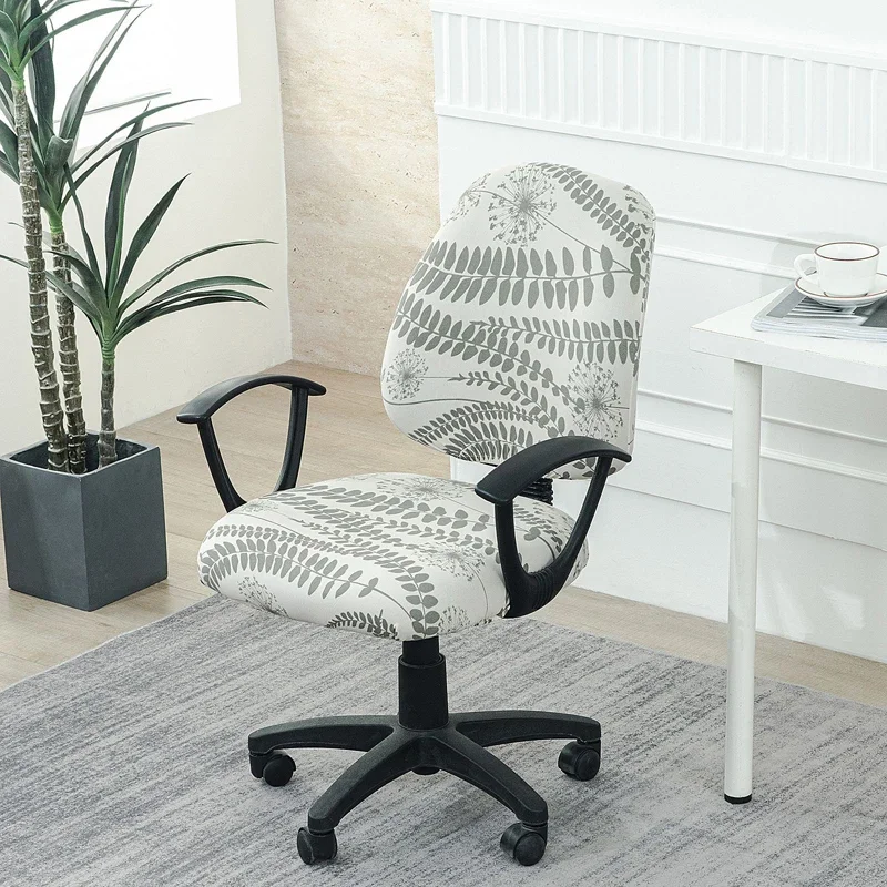 Computer Chair Printed Split Cover Elastic Office Armchair Dust-Proof Seat Cover Universal Study Swivel Chair Protective Case